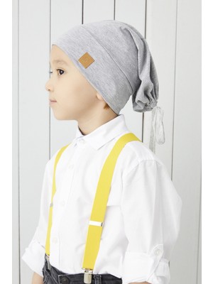 Babygiz Erkek Çocuk Gri 4 Mevsim Şapka Bere - Yumuşak Penye Detaylı Tasarım