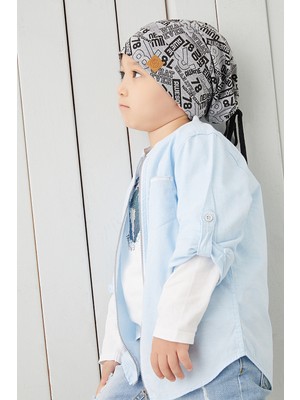 Babygiz Çocuk Gri Siyah Figürlü 4 Mevsim Şapka Bere - Yumuşak Penye Erkek Çocuk İçin