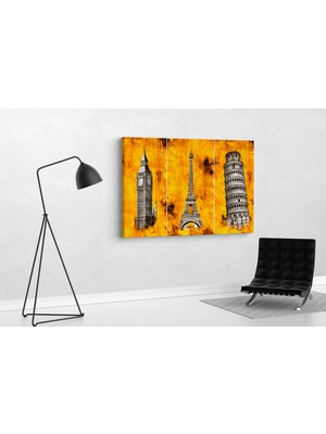 Tablo 360 Big Ben Eiffel Pisa Kanvas Tablo