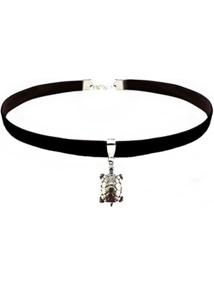 BijuStore Kadife Kaplumbağa Choker Siyah Renk