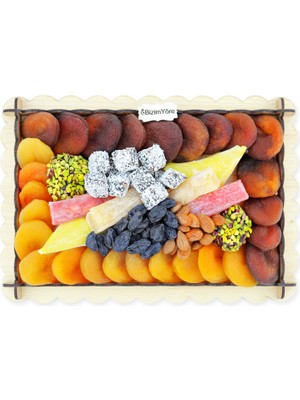 Bizim Yöre ''lezzet Köşesi'' Hediyelik Çikolata Lokum Kayısı Tepsisi Tabağı Paketi 0,95 kg No 18 | Bizim Yöre