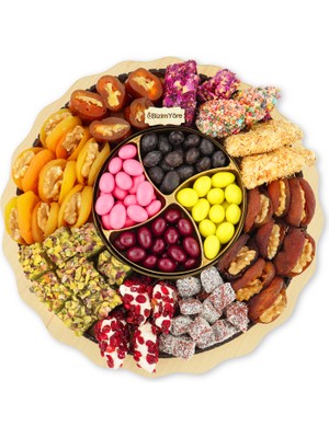 Bizim Yöre ''hercai'' Hediyelik Çikolata Lokum Kuru Meyve Kayısı Sepeti Tabağı Tepsisi 1,3 kg No 27 | Bizim Yöre