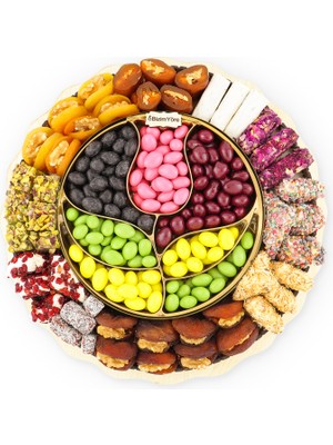 Bizim Yöre ''lale Devri'' Hediyelik Çikolata Draje Lokum Kuru Kayısı Meyve Tepsisi Sepeti Kutusu 1,7 kg No 28 | Bizim Yöre