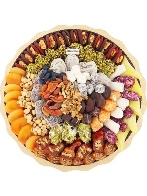 Bizim Yöre ''lezzet-I Ala'' Hediyelik Lokum Çikolata Cezerye Kuru Meyve Kayısı Tepsisi Sepeti 2,6 kg No 23 | Bizim Yöre