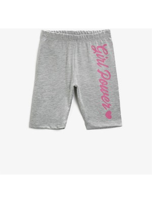 Koton Kız Çocuk Yazılı Kısa Tayt Pamuklu