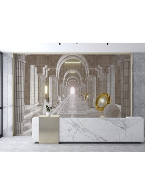 Özel Duvarlar 3 Boyutlu Derin Sütunlu Tünel Duvar Kağıdı