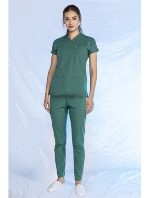 Pratik Tekstil Teryflex Likralı Yarasa Kol Doktor&hemşire Forması Yeşil Takım L