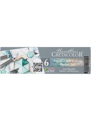 CretaColor Aqua Graph Renkli Kalemler Pocket Set 6 Adet Aquarellgrafit Özellikli