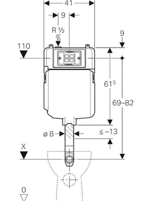 Geberit Alpha 109.175.00.1 Alaturka Gömme Rezervuar, 8cm