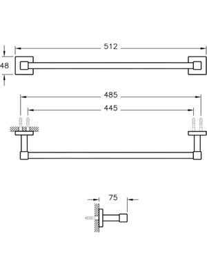 VitrA Q-Line A44995 Uzun Havluluk, Krom