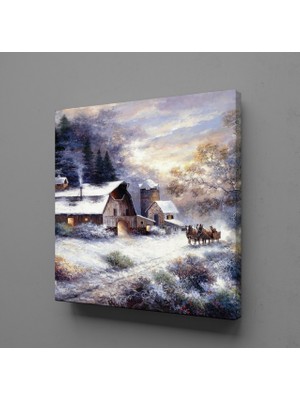 Technopa Karlı Ev Manzarası 110 x 110 cm