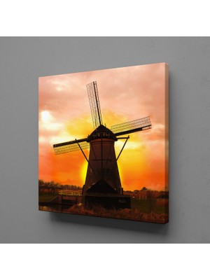 Technopa Gün Doğuşu ve Batışı Değirmen 25 x 25 cm Tablo