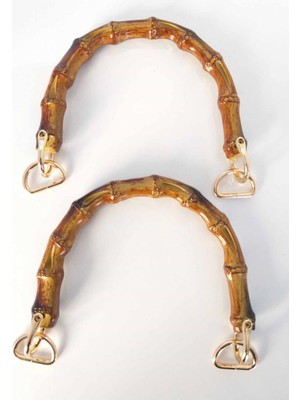 Angel Çanta Aksesuar Bambu Görünümlü Sert Plastik Çift  Sap D Halkalı