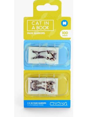 Mustard Cat In A Book Ayraç 100 Adet 70 x 165 x 7 mm Renkli Sayfa İşaretleyici
