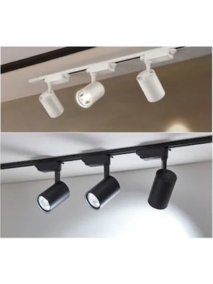 ZMR Masiva 30W 1 M Raylı 3'lü LED Ray Spot Lamba Armatür Beyaz Kasa Gün Işığı