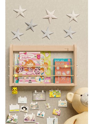 Bino Çalışma Odası Kitaplık Duvar Rafı Montessori Kitaplık Çocuk Odası Raf Oyuncak Rafı Bebek Odası