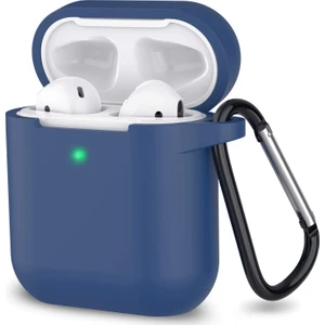 AirPods Silikon Kılıf Yumuşak 360 1 ve 2 Nesil Koyu Mavi