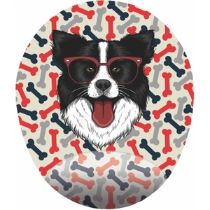 Mağaza Depom Gözlüklü Collie Köpek  Bilek Destekli Köpekli Mouse Pad