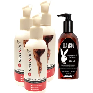 Varison Varicose Vein Defense Cream ,,diz,bacak Bakım Kremi 120 ml 3 Adet + Playboy Masaj Yağı 120 ml