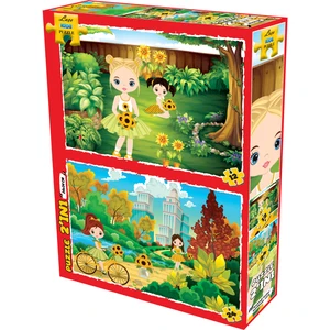 Laço Kids Ayçiçeği ve Kızlar 2ın1 Puzzle 12-24 Parça