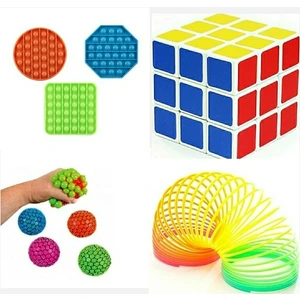 Pop it Up Popit Duyusal Zihinsel Stres Oyun 3 Ad Rubik Zeka Küp 1 Ad Beyin Stres Top 1 Ad Stres Yayı 1 Ad.