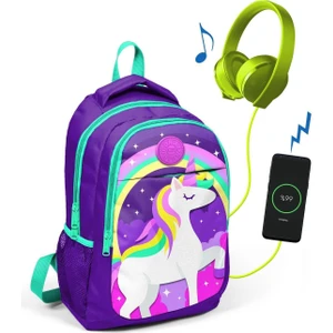 Coral High Kids Üç Bölmeli USB Şarjlı Kulaklık Çıkışlı Sırt Çantası