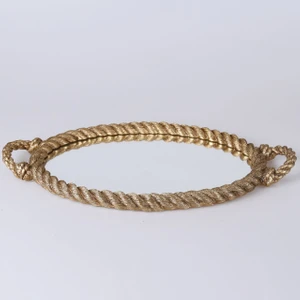 Rope Aynalı Tepsi Altın