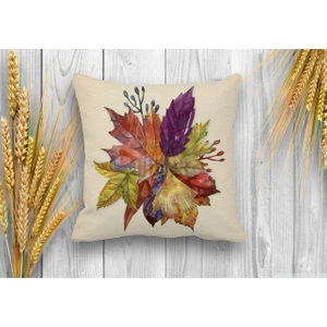 Pusula Home Çift Taraflı Sonbahar Yaprakları Dijital Baskılı Kırlent Kılıfı 35 x 50 cm