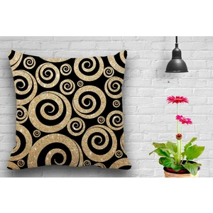 Pusula Home Çift Taraflı Siyah Zemin Gold Geometri Dijital Baskılı Kırlent Kılıfı 50 x 50