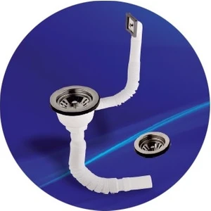 çöpmak Yandan Taşmalı Körüklü Mutfak Evye Lavabo Sifonu Beyaz