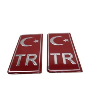 Auto Market Tr Plaka Arması Sticker Kırmızı 2'li