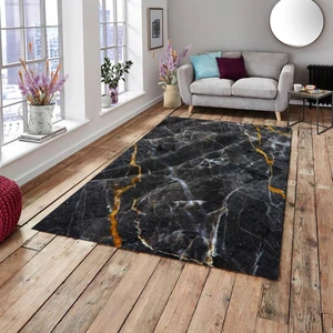 Meka Home Halı Örtüsü Siyah Mermer