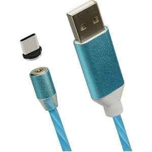 Mars LED Akışlı Manyetik Type-C 2.4A Şarj ve Kablosu Mavi - 1 mt