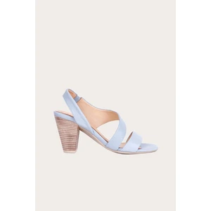 Bueno Shoes Mavi Deri Kadın Topuklu Sandalet