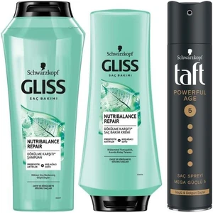 Glıss Nutrıbalance Şampuan 500 Ml + Saç Kremi 360 Ml + Taft Powerful Age Saç Spreyi 250 Ml