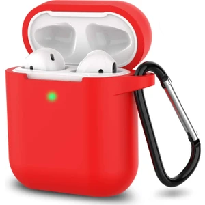 Bilişim Aksesuar Airpods Silikon Kılıf Yumuşak 360 1 ve 2 Nesil Kırmızı