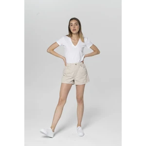 Cross Jeans Taş Rengi Beli Lastikli Kısa Şort C 4534-005
