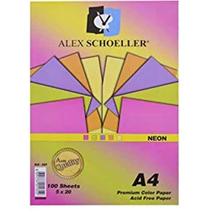 Alex Schoeller Karışık Fosforlu Renkli A4 Fotokopi Kağıdı 100'LÜ