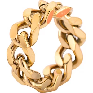 Parlak Gold Zincir Dizayn Erkek Bayan Çelik Yüzük EK50SR