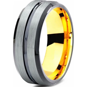 Bayan-Erkek Mat Gri Fırçalanmış Tungsten Yüzük Dm80 14