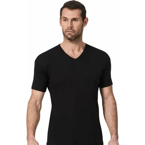 Siyah Renk V Yaka Kısa Kollu Atlet Fanila