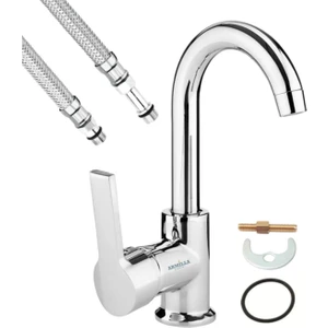 Armilla Armatür Sıcak Soğuk Çift Su Girişli Delta Lüx Gövde Banyo Lavabo Musluğu Çeşmesi Bataryası