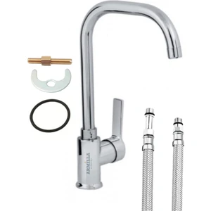 Armilla Armatür Delta Lüx Köşe Borulu Sıcak Soğuk Çift Su Girişli Mutfak Eviye Musluğu Çeşmesi Bataryası