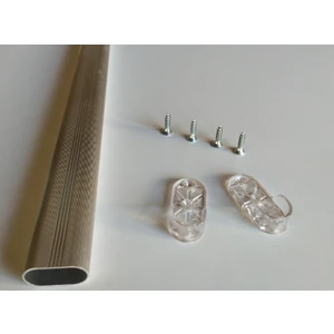 Oval Alüminyum Dolap Içi Boru Askı Borusu+ Kırılmaz Plastik Askı Aparatları + Vidaları