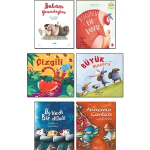 Babam Yanımdayken - Soosh + Babasının Bir Tanesi - Zack Bush + Çizgili + Büyük Macera - Elina Ellis + Üç Kedi Bir Dilek + Annemin Çantası - Sara Şahinkanat / 6 Kitap Çocuk Masal Hikaye Öykü Kitapları