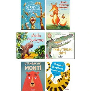 Diş Fırçalama Günü + Akıllı Tilkinin Masalı + Mutlu Suaygırı + Yavru Timsah Çipiti + Utangaç Ayı Monti + Sakın Kaplanı Uyandırma / 6 Kitap Set Çocuk Masal Hikaye Öykü Kitapları