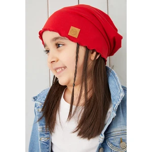 Kırmızı Kız Çocuk Bebek Şapka Bere Yumuşak %100 Pamuklu Penye Trend Seri