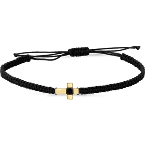 Altın Sepeti  Altın Siyah Pırlantalı Haç Ip Bileklik AS13PBL