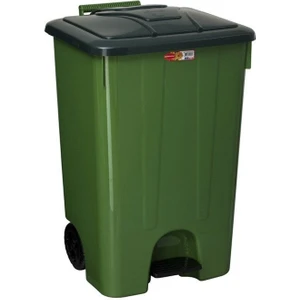 SY-4265 Yeşil 85 Lt Köşeli Pedallı Tekerlekli Çöp Kovası