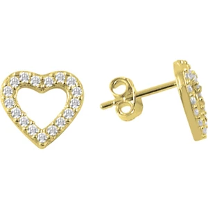 Altın Sepeti  Gümüş Altın Kaplama Kalp Küpe G02KPR1